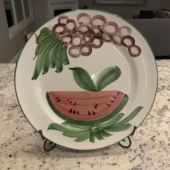 COOP Ceramiche Toscane Large 13.5" Deep Plate Platter Handpainted Italy Fruit - Picture 2 of 11
